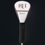Personalised Monogram and Name White Grey Red Golf Head Cover<br><div class="desc">This sophisticated design feature unique two-colour lettering for the Monogram. That is a part of what makes this almost one-of-a kind -- for yourself or as a special gift. White with red and grey lettering with a custom monogram and First name -- makes this special and unique. Perfect as father's...</div>