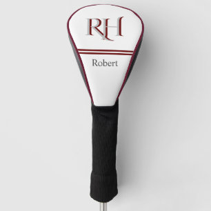Personalised Monogram and Name White Grey Red Golf Head Cover