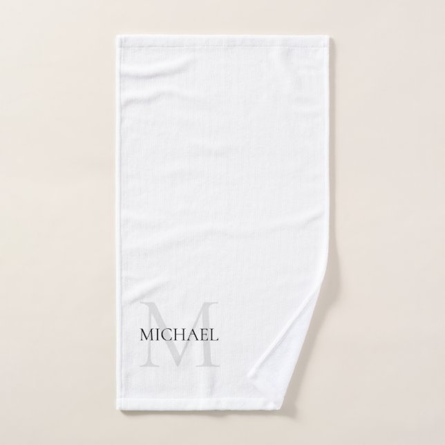 Personalised Monogram and Name White Hand Towel (Hand Towel)
