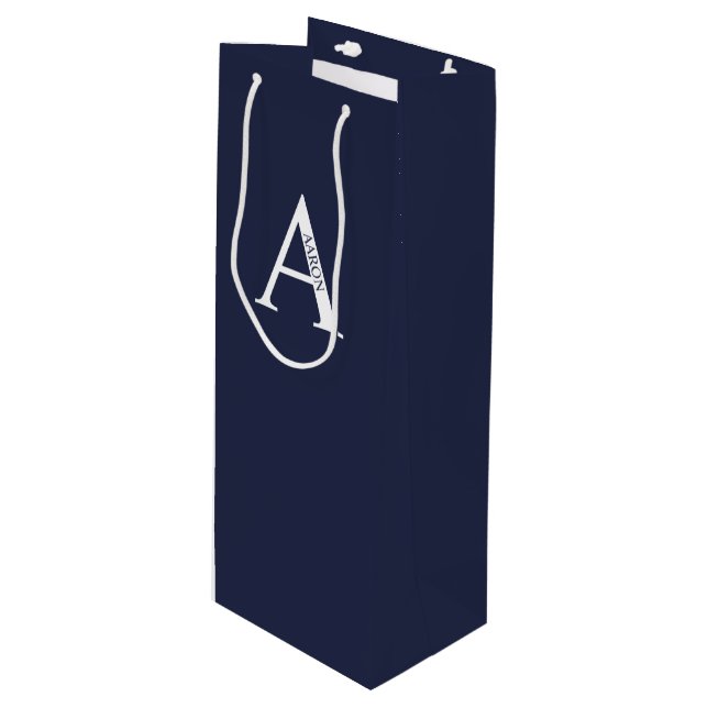 Personalised Monogram and Name Wine Gift Bag (Front Angled)