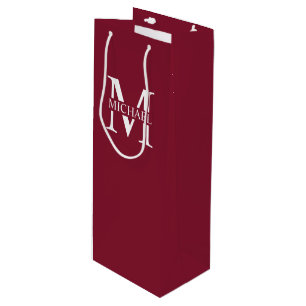 Personalised Monogram and Name Wine Gift Bag