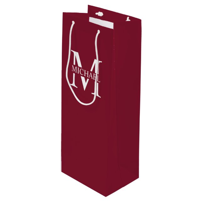 Personalised Monogram and Name Wine Gift Bag (Front Angled)