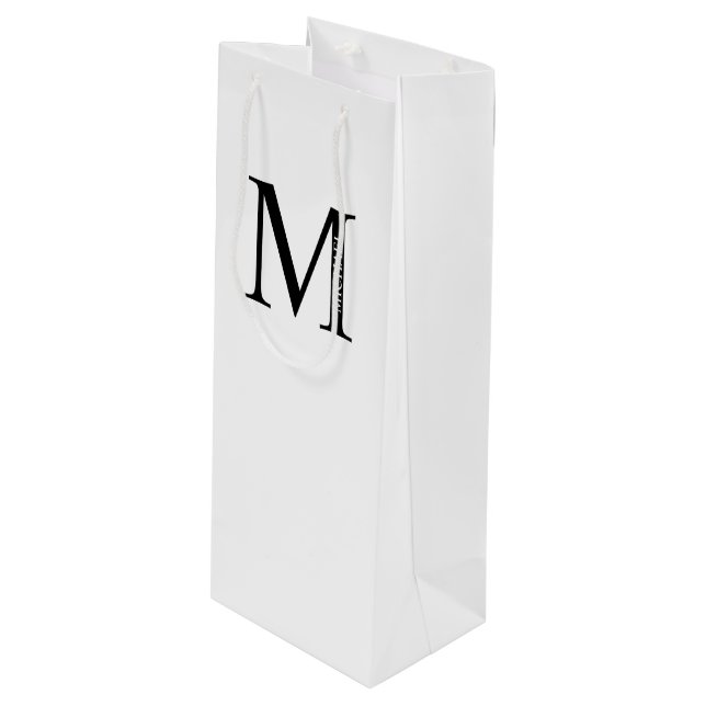 Personalised Monogram and Name Wine Gift Bag (Front Angled)