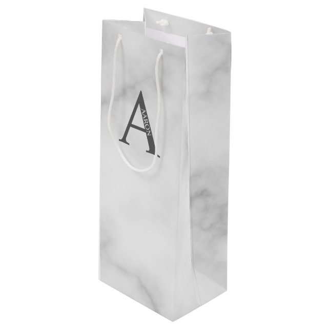 Personalised Monogram and Name Wine Gift Bag (Front Angled)