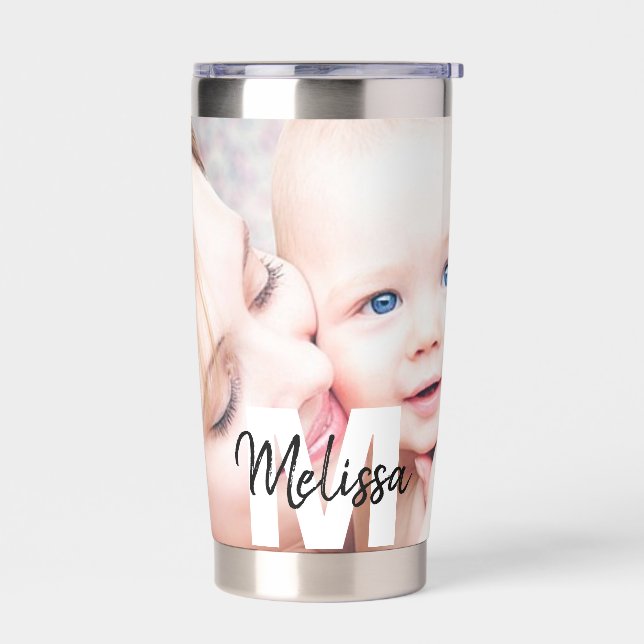 Personalised Monogram and photo Insulated Tumbler (Left)