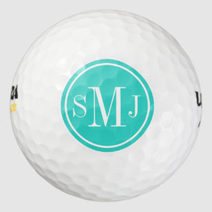 Personalised Monogram and Turquoise Frame Golf Balls