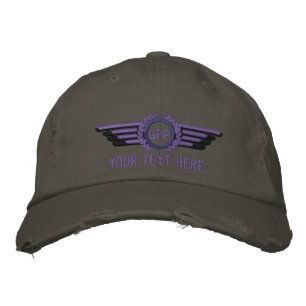 Personalised Monogram Aviation Laurels Pilot Wings Embroidered Hat