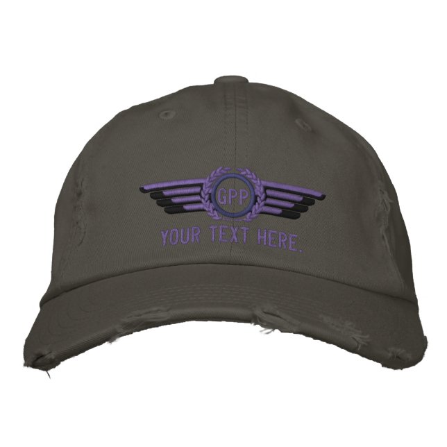 Personalised Monogram Aviation Laurels Pilot Wings Embroidered Hat (Front)