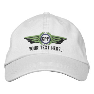 Personalised Monogram Aviation Laurels Pilot Wings Embroidered Hat