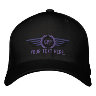 Personalised Monogram Aviation Laurels Pilot Wings Embroidered Hat