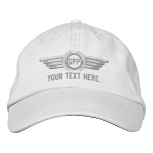 Personalised Monogram Aviation Laurels Pilot Wings Embroidered Hat