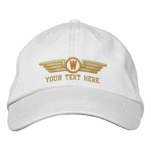 Personalised Monogram Aviation Laurels Pilot Wings Embroidered Hat