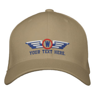 Personalised Monogram Aviation Laurels Pilot Wings Embroidered Hat