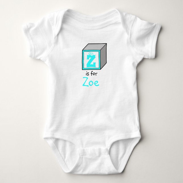 Personalised Monogram Baby Alphabet Block Bodysuit (Front)