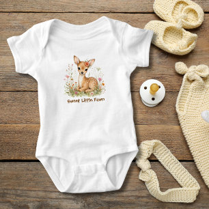 Personalised Monogram Baby Deer Wildflowers Gift Bodysuit
