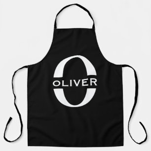 Personalised Monogram Black And White Name Apron