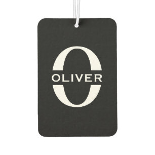 Personalised Monogram Black And White Name Car Air Freshener