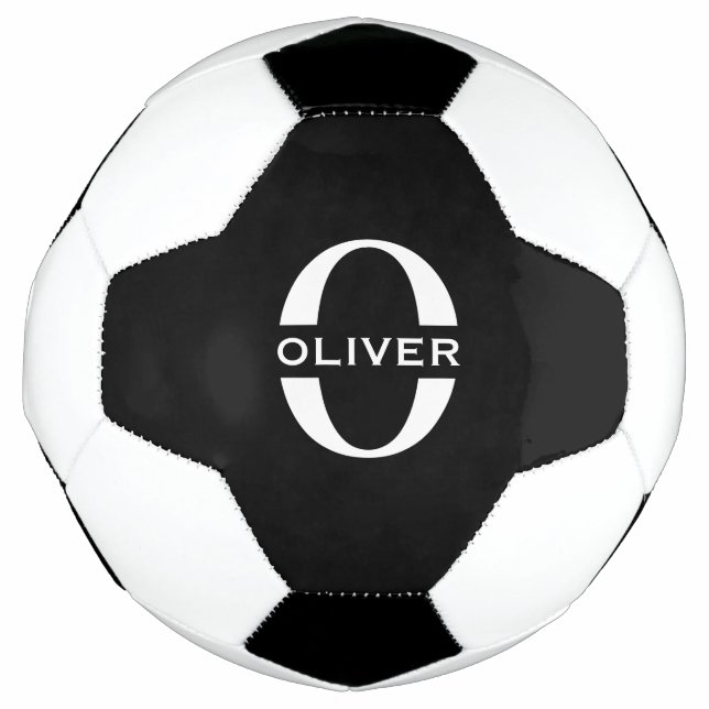 Personalised Monogram Black And White Name Football (Front)