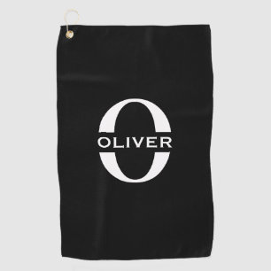 Personalised Monogram Black And White Name Golf Towel