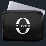 Personalised Monogram Black And White Name Laptop Sleeve<br><div class="desc">This cool black and white monogram design can be given as a gift for a retirement,  birthday,  wedding favour or any occasion. The minimalist design can be customised with the person's initial and name.</div>
