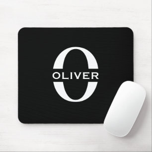 Personalised Monogram Black And White Name Mouse Mat