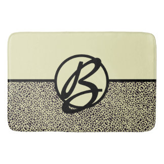 Personalised Monogram Black Cream Leopard Bath Mat