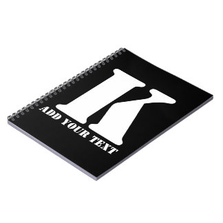 Personalised Monogram Black Custom Modern Text Notebook