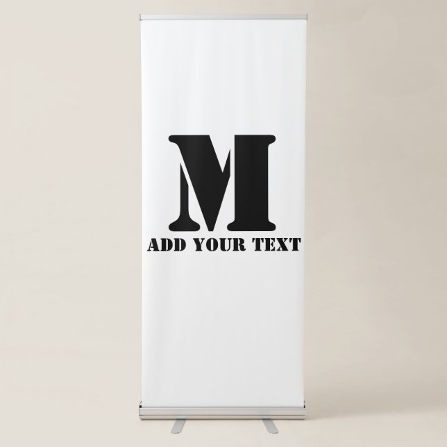 Personalised Monogram Black Custom Modern Text Retractable Banner (Front)