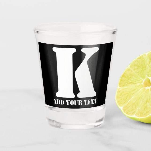 Personalised Monogram Black Custom Modern Text Shot Glass (Front)