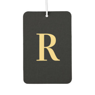 Personalised Monogram Black Gold Car Air Freshener