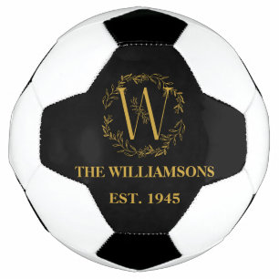 Personalised Monogram Black & Gold Family Initial Football