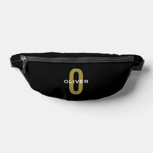 Personalised Monogram Black Gold White Name Bum Bags