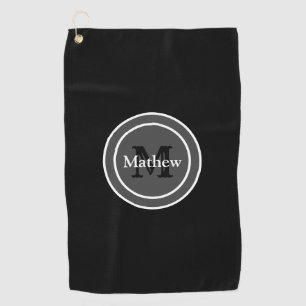 Personalised Monogram Black Golf Towel