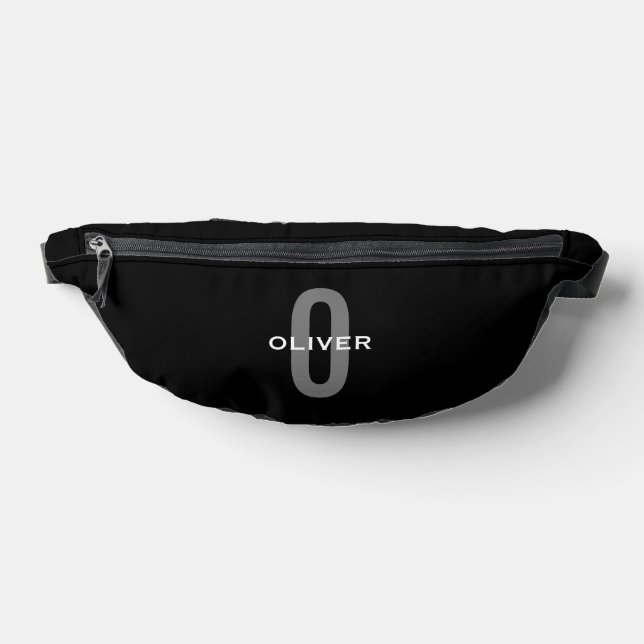 Personalised Monogram Black Grey White Name Bum Bags (Lay Down)