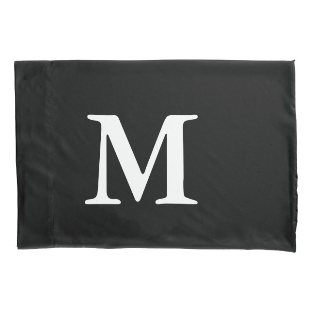 Personalised  Monogram Black White Modern Minimal Pillowcase (Front)
