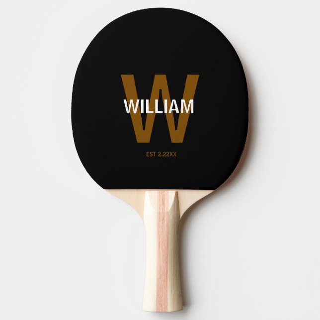  Personalised Monogram black &white Ping Pong Paddle (Front)