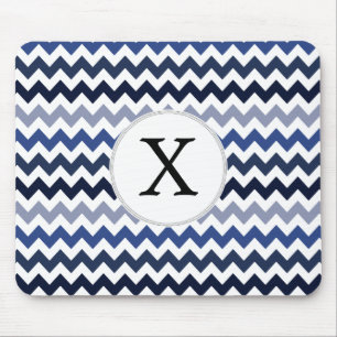 Personalised Monogram Blue Chevron Mouse Mat