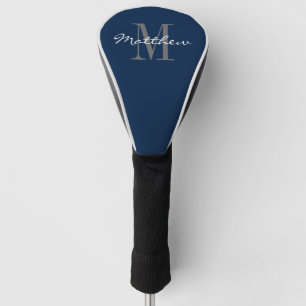 Personalised monogram blue golf head driver cover