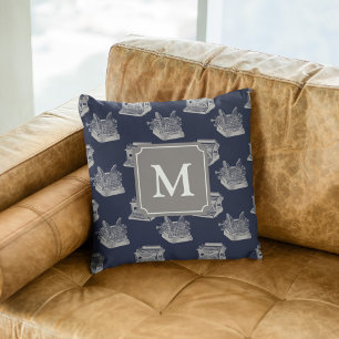 Personalised Monogram Blue Vintage Typewriter Cushion