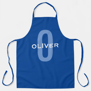 Personalised Monogram Blue White Name Apron