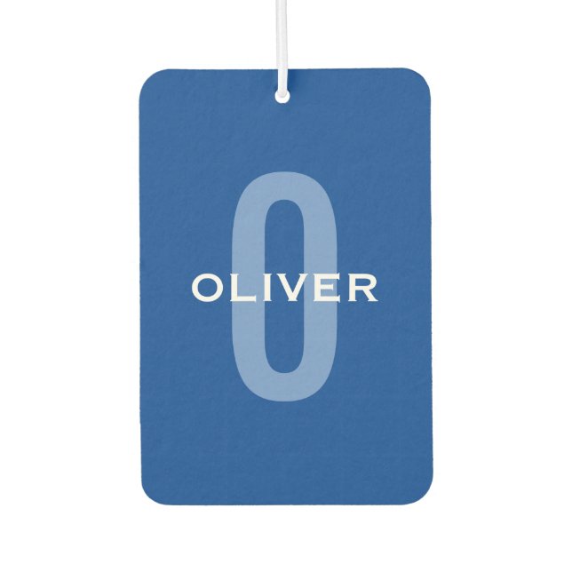 Personalised Monogram Blue White Name Car Air Freshener (Front)