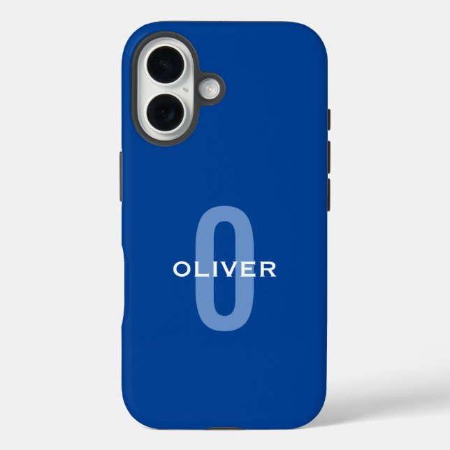 Personalised Monogram Blue White Name Case-Mate iPhone Case (Back)