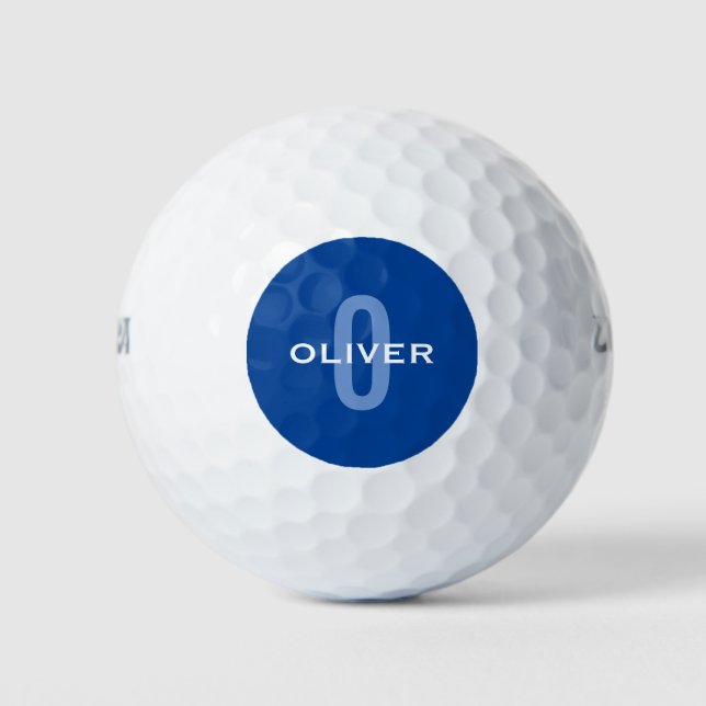 Personalised Monogram Blue White Name Golf Balls (Front)