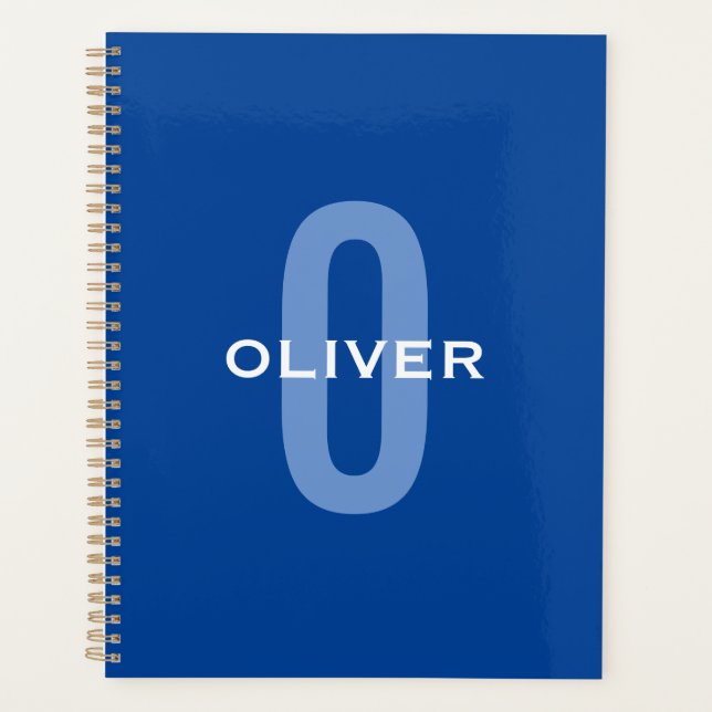 Personalised Monogram Blue White Name Planner (Front)