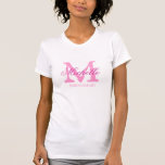 Personalised monogram bridesmaid tee shirts | pink<br><div class="desc">Personalised monogram bridesmaid t shirts | pastel pink and white colours. Monogrammed tees with custom name in elegant script text. Personalise for bride,  bridesmaids,  flower girl,  maid of honour,  matron of honour,  mother of the bride etc. Cute idea for wedding party,  bridal shower and bachelorette party.</div>