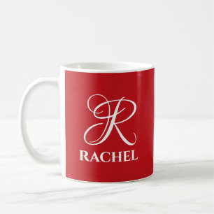 Personalised Monogram Bright Red Coffee Mug