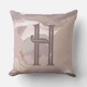 Personalised monogram brown neutral swirl  cushion