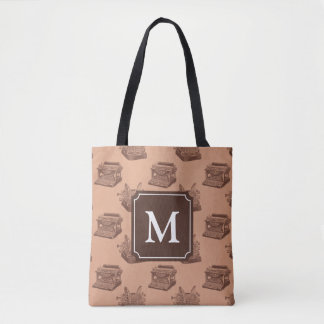 Personalised Monogram Brown Vintage Typewriter Tote Bag