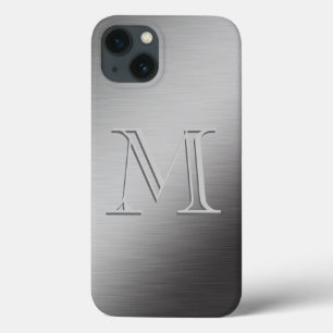 Personalised Monogram Brushed Metal Looking iPhone 13 Case