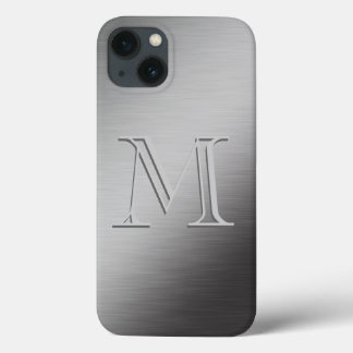 Personalised Monogram Brushed Metal Looking iPhone 13 Case